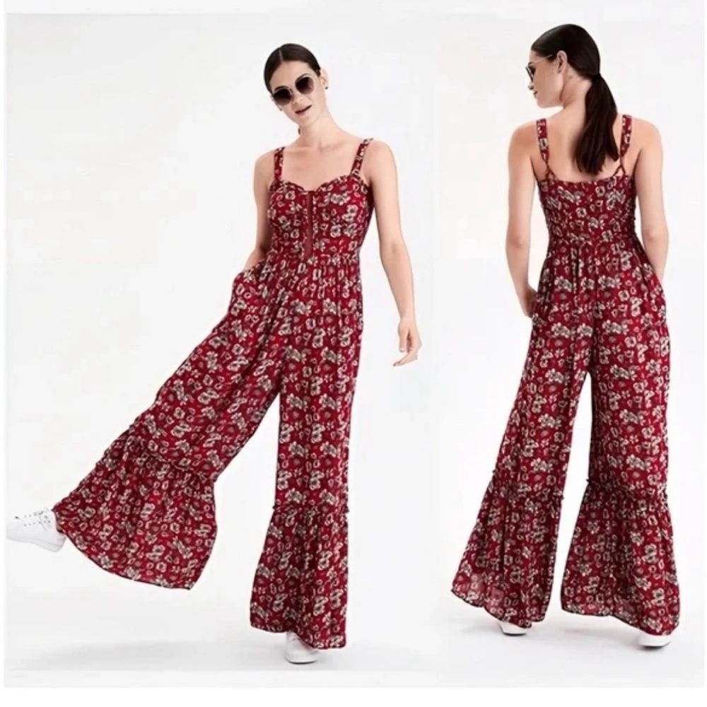 American Eagle Outfitters Boho Cottagecore Floral Jumpsuit with Flare Leg. 2 - Picture 13 of 13
